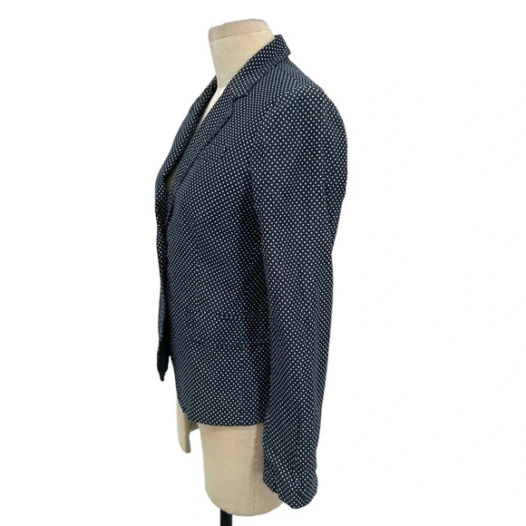 J. Crew Indigo Dot Schoolboy Blazer Navy Blue Polka Dot Size 4 - Picture 5 of 9